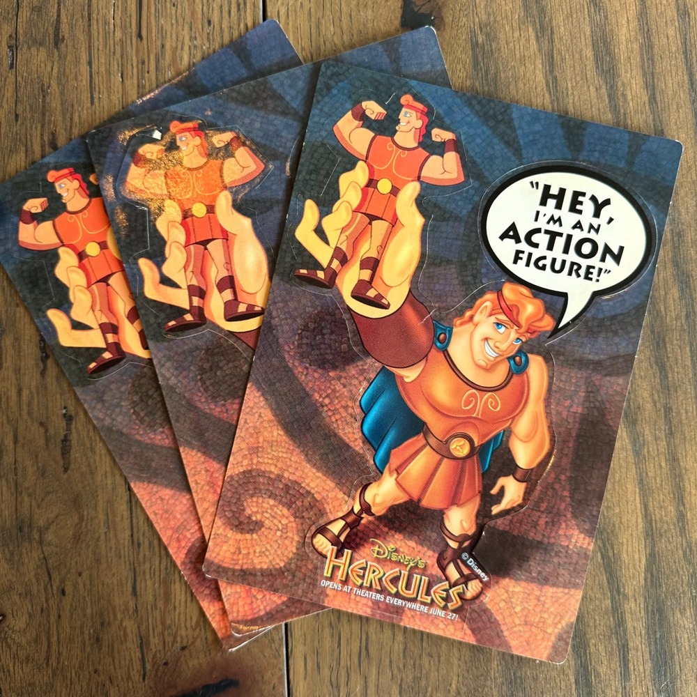 1997 Disney's Hercules Sticker McDonald's 7.5"x5" Vintage Lot of 3 Promo READ